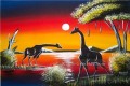 Giraffen unter Mond Landschaft